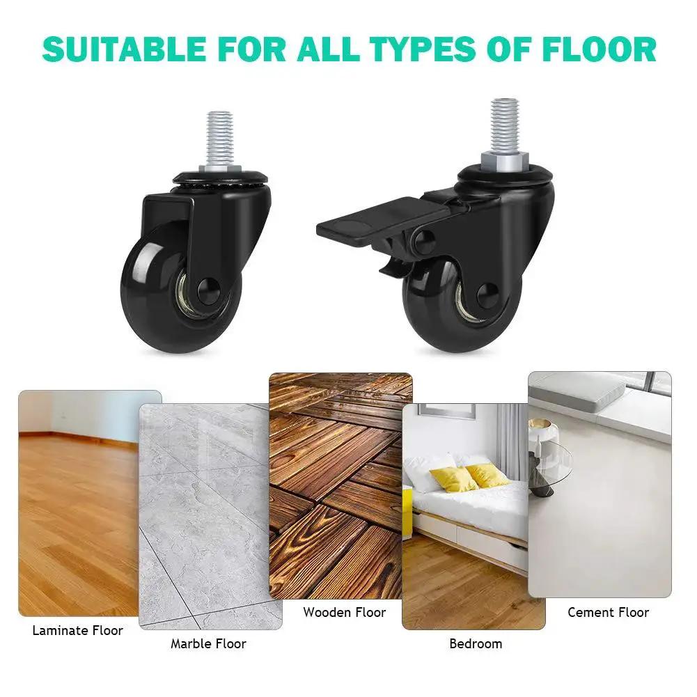 Two Inch Swivel Caster Wheels With Three Eighths Inch 16 UNC Threaded Stem for carts on various floor types