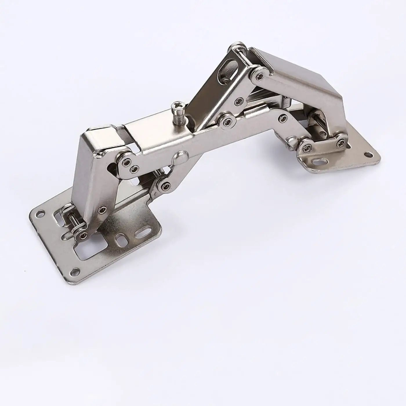 4 Pack 170 Degree Hidden Cabinet Hinges For Frameless Cabinet Doors Heavy Duty Hydraulic Adjustable Soft Close Universal Fit Full Cover Half Cover No Cover stainless steel hinge on white background