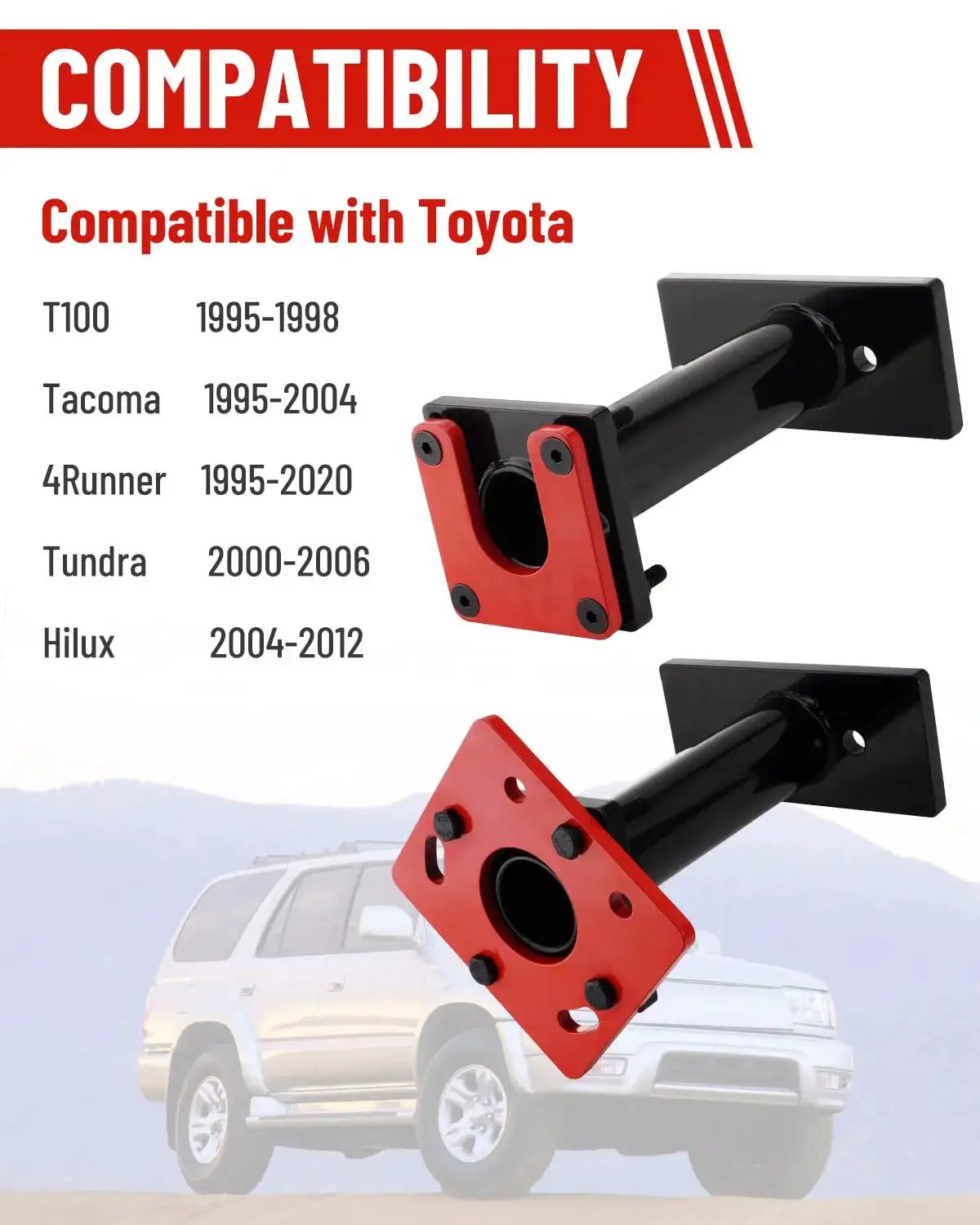 Wheel Bearing Removal Tool For Toyota Tacoma Tundra 4Runner Hilux And T100, compatibility chart, two axle puller tools displayed