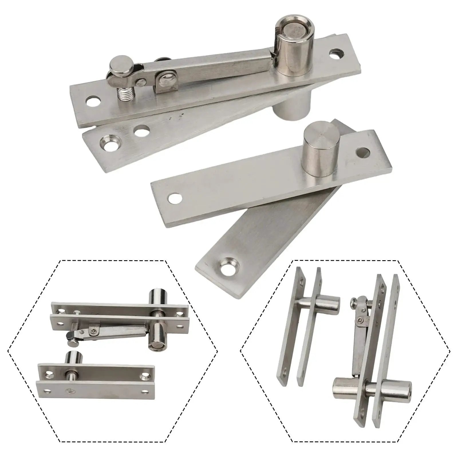 Top And Bottom Secret Door Hinge Set Stainless Steel Pivot Swing Door Hardware For Bedroom And Living Room, Hidden Door System