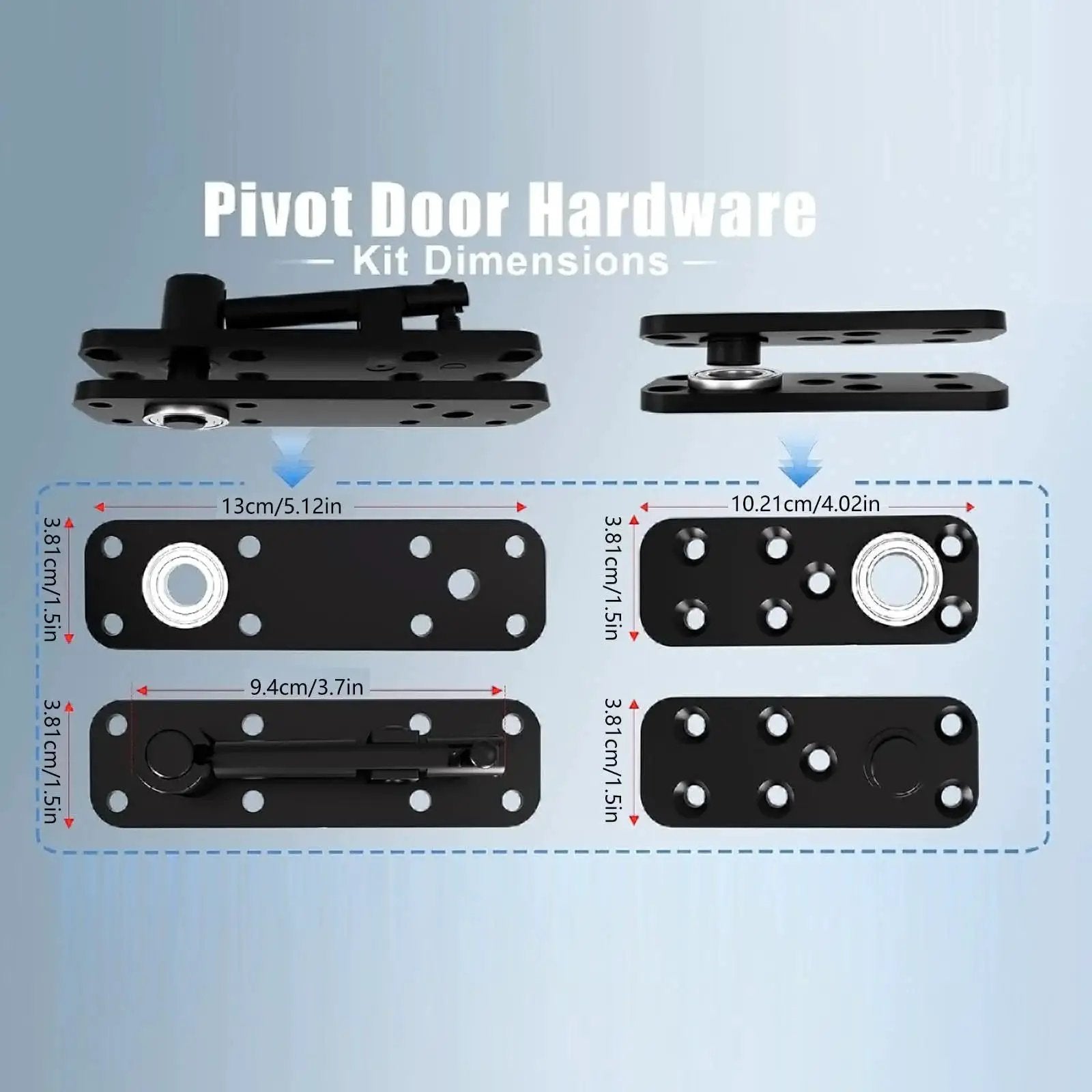 Dimensions of 360 Degree Quiet Pin Hinge Set High Load Capacity Concealed Door Hardware For Murphy Bed Doors And Rotating Bookcase Doors