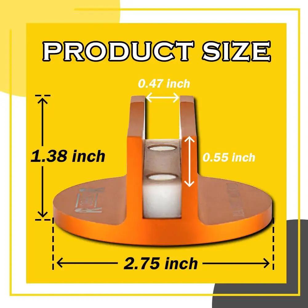 Front view of Pinch Weld Jack Pad Magnetic Aluminum Jacking Puck for Frame Rails and Cars, showing dimensions and orange color.