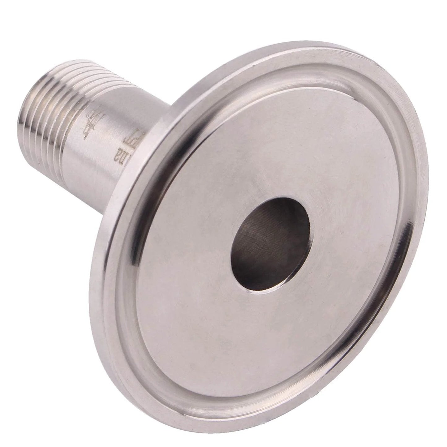Stainless Steel 304 Tri Clamp Pipe Fitting To 1.5 Inch Ferrule For 50.5mm Connection With 3/8 Inch NPT Thread And High Temp Silicone Gasket Included Heavy Duty Sanitary Food Grade Fittings For Dairy Beverage Applications side view