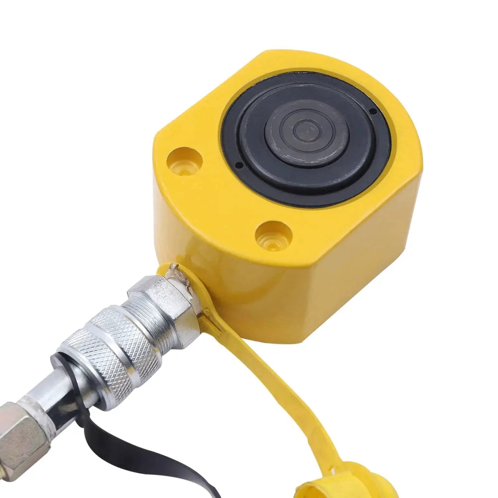 Close-up of 20 Ton Manual Hydraulic Jack Low Profile With Multi Section Lift For Cars, focusing on yellow lift mechanism.