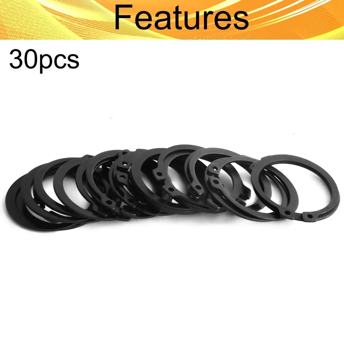 External Retaining Ring Set 30 Pcs 1.52 Inch Shaft Diameter 0.12 Inch Aperture 65MN Snap Clip Ring For Valves Bearings Machinery