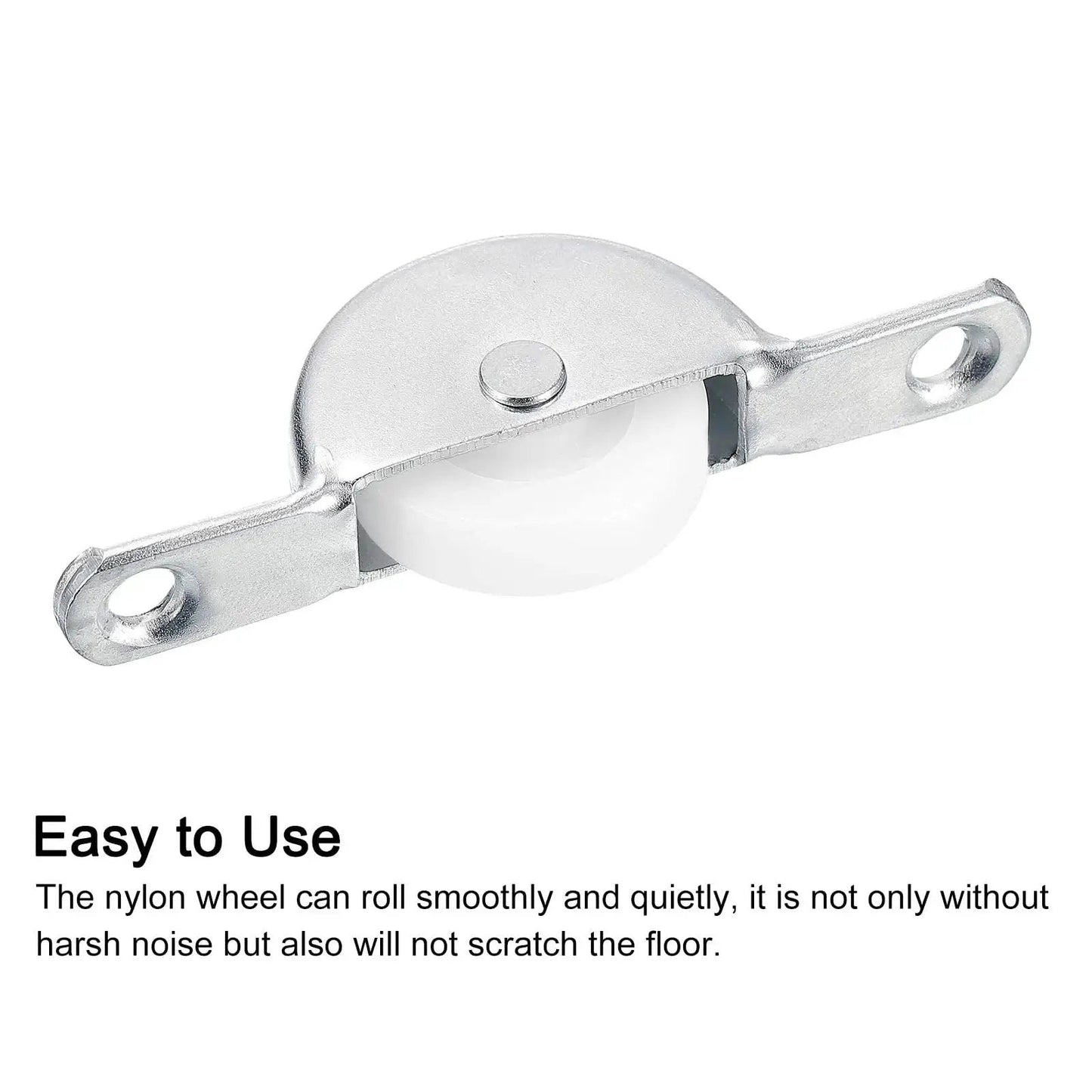 Sliding Door Nylon Pulley Wheels 25mm For Screen Doors Wardrobes Cupboards Closets 61mm Hole Distance 8 Pieces White Silver Tone Wear Resistant