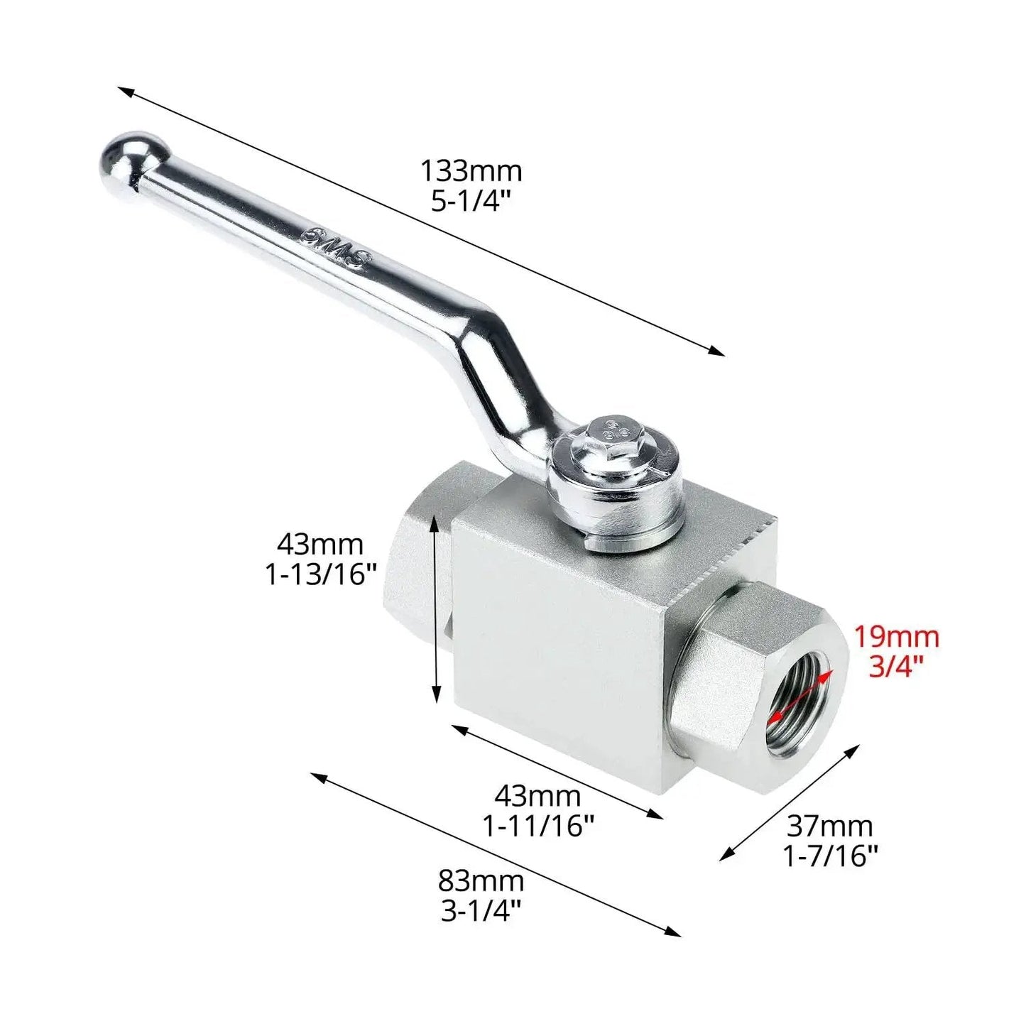 Heavy Duty One Half Inch NPT Hydraulic Ball Valve With 7250 PSI Rating Two Way Shut Off Rugged Built To Last Carbon Steel Construction