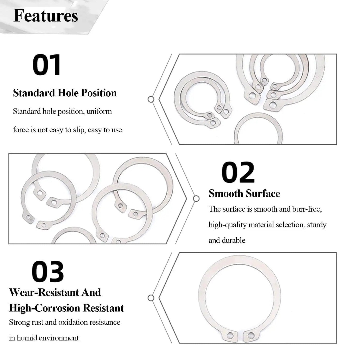 50 Pcs External Circlips C Clip Retaining Rings 304 Stainless Steel For Axles Shafts And Other Moving Parts Size Options 21mm To 25mm Durable Pro Grade Heavy Duty Snap Rings Kit features images