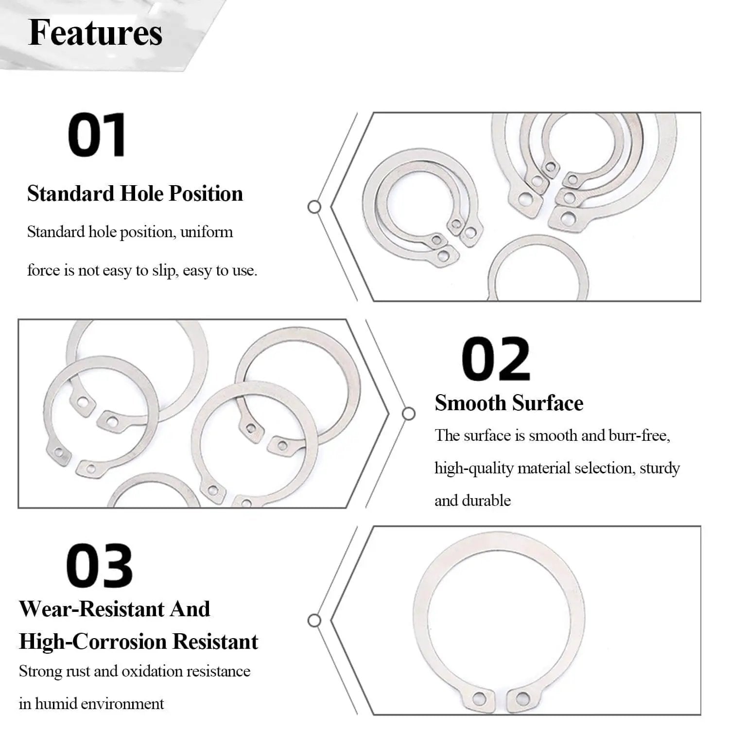 50 Pcs External Circlips C Clip Retaining Rings 304 Stainless Steel For Axles Shafts And Other Moving Parts Size Options 21mm To 25mm Durable Pro Grade Heavy Duty Snap Rings Kit features images