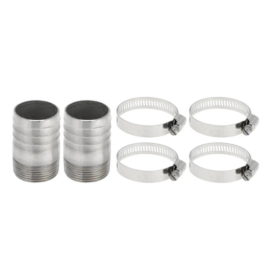 316 Stainless Steel Hose Barb Fittings I Shaped Male Thread Connector for Air Water Oil Gas Fuel, 1.6 Inch OD, clamps included