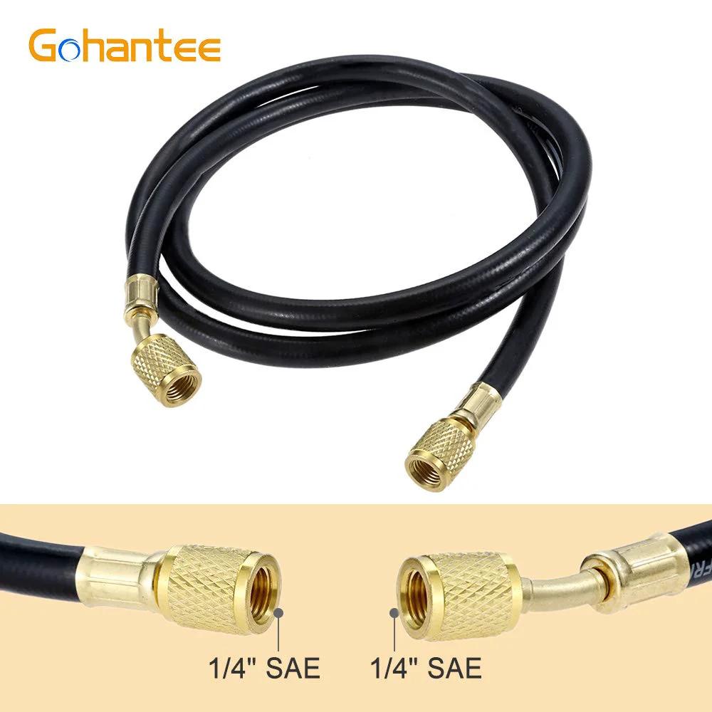 Pro Grade Heavy Duty R410A Refrigerant Charging Hose Set, 59 Inch Length With Quarter Inch SAE Female Flare, 800 PSI Working Pressure