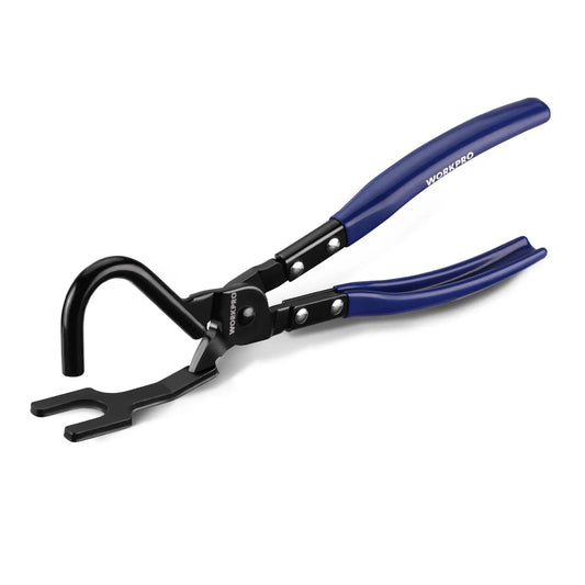 Heavy-Duty Exhaust Hanger Removal Tool With Non-Slip Grip For Rubber Hangers, 12-inch length, black and blue handle