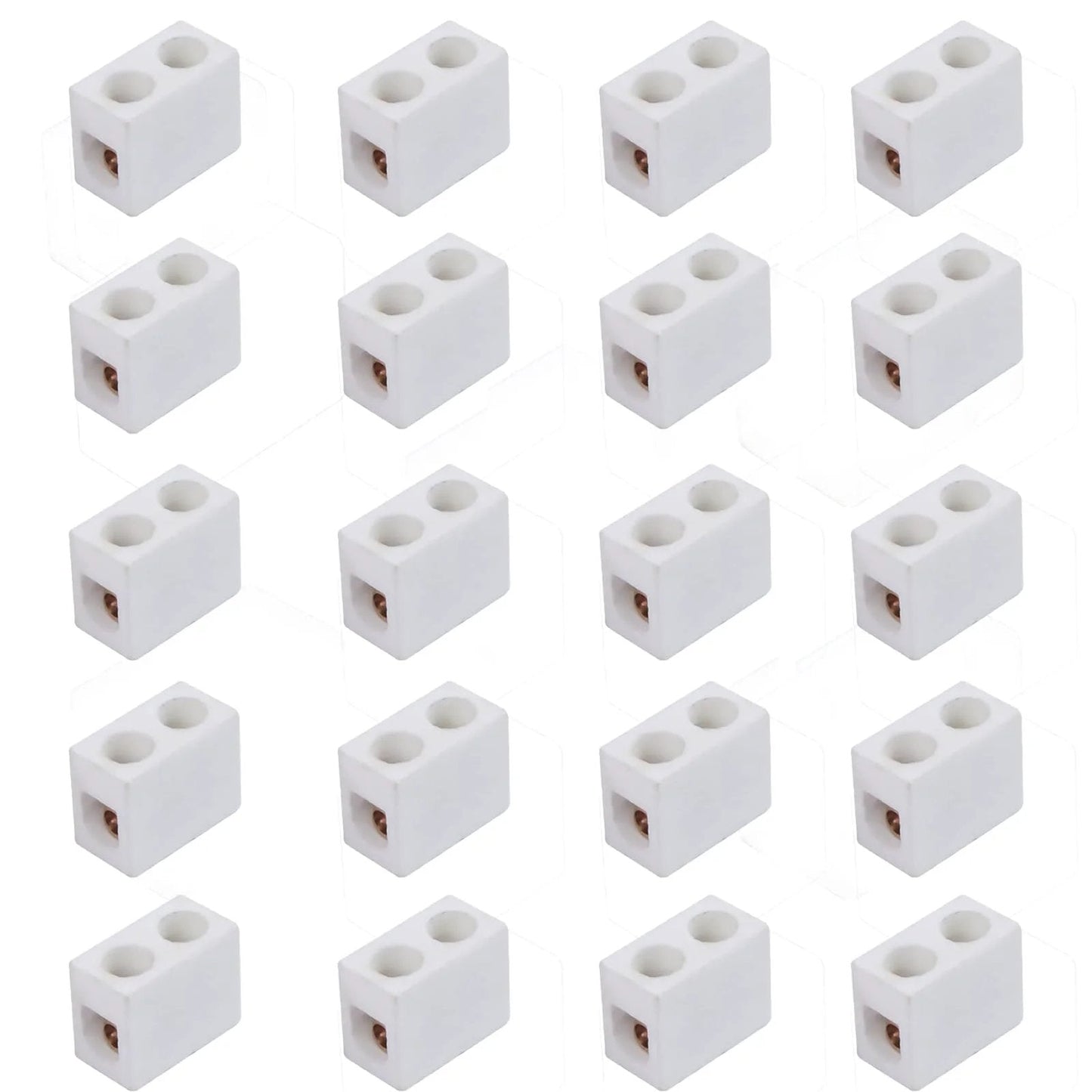 One Way Ceramic Terminal Block 10A 250V High Temp Porcelain Connector With 2.5mm Inlet for Electric Wire Cable 20 Pack