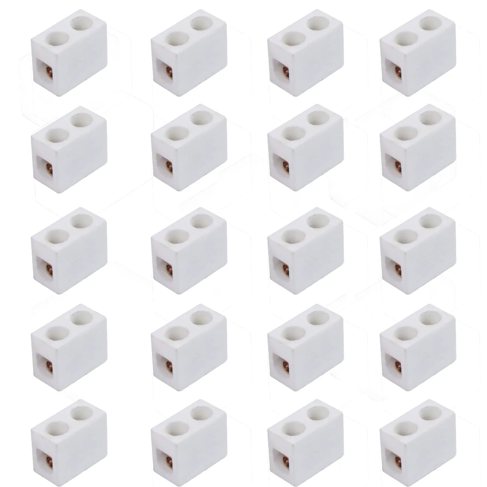 One Way Ceramic Terminal Block 10A 250V High Temp Porcelain Connector With 2.5mm Inlet for Electric Wire Cable 20 Pack