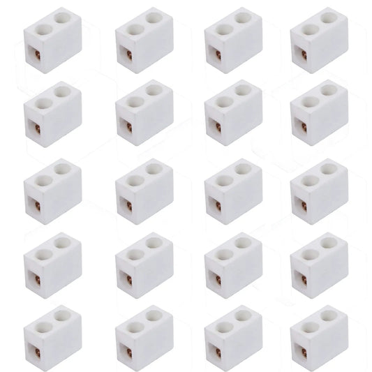 One Way Ceramic Terminal Block 10A 250V High Temp Porcelain Connector With 2.5mm Inlet for Electric Wire Cable 20 Pack