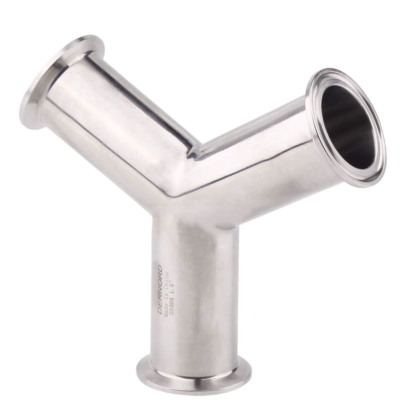Tri Clamp Wye Clamp End True Y Type Tee For 1.5 Inch Pipe OD In Stainless Steel 304 Heavy Duty Three Way Tubing Connector With Clamp End Fittings