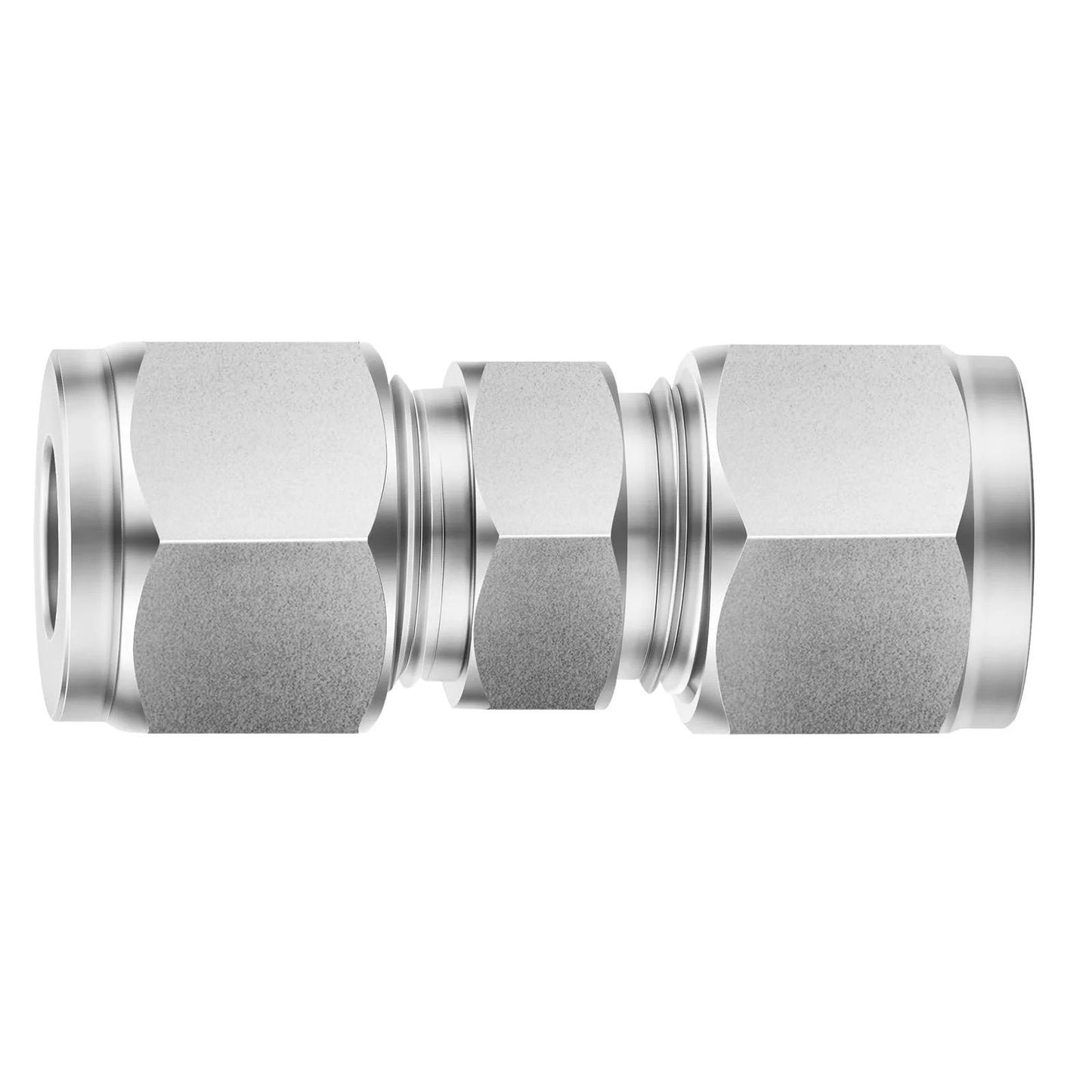 1 Inch OD To 1 Inch OD Stainless Steel Compression Tube Fitting With 24 Degree Tapered Hole Double Ferrule Ring And Nut ChillWaves 304 Stainless Steel Union Connector For Durable Tube Assemblies