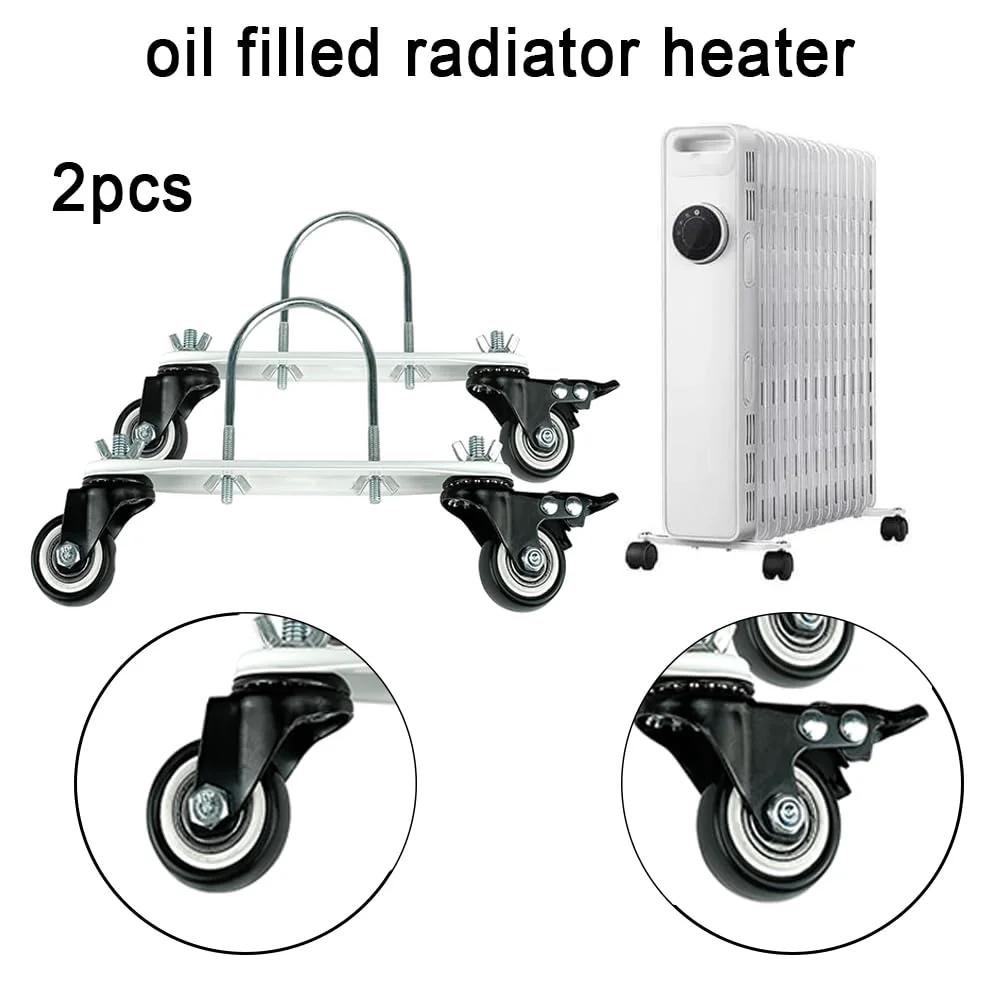 Mobile Pulley Holder For Oil Filled Radiator And Electric Heater Frame, 360 Degree Swivel Base With Wheels And Brakes, 2 Pack