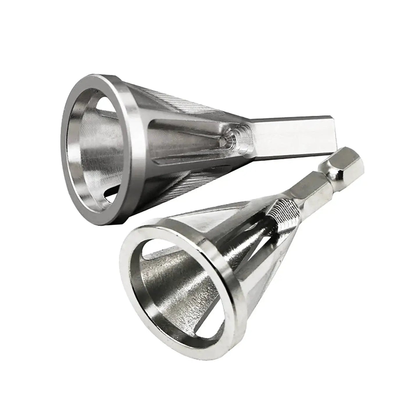 Image of two Deburring Chamfer Tools With Hexagonal Handle And Six Slots For Burr Removal And Edge Beveling On Metal Plastic Wood For DIY Projects