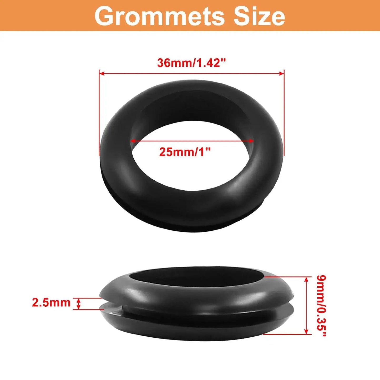 12 Pcs Rubber Grommets Set With 25mm Inner Diameter 1 Inch Hole 30mm Drill Size 36mm Outer Diameter