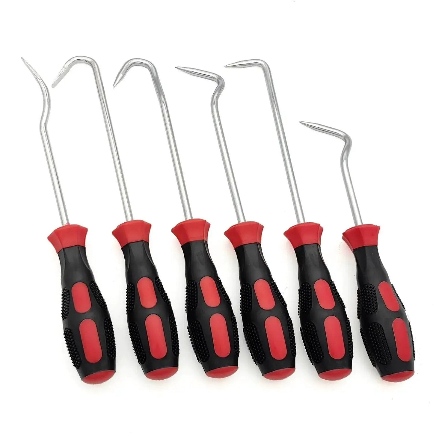 Hose Removal Hook Set 6 Pack for Radiator Hoses 10in and 8in Puller Tools with black and red grips