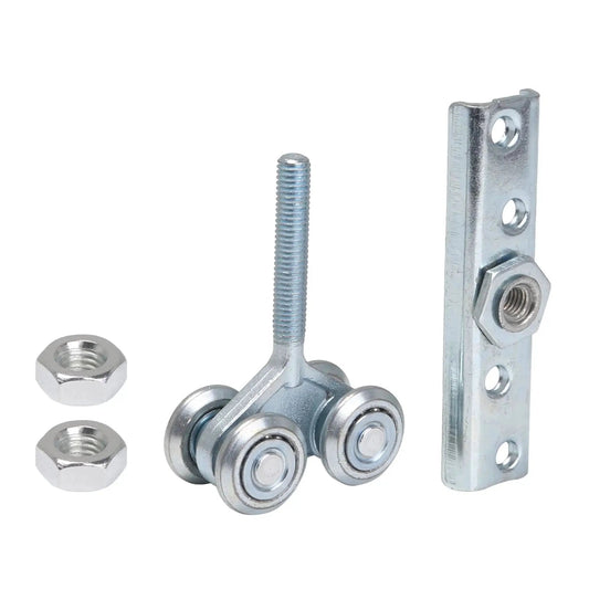 24mm Wheel Dia Steel Rail Hanging Trolley Wheel Sliding Track Roller With 90kg Load Bearing And Nuts H4 3 Adjustable Lateral And Vertical Alignment