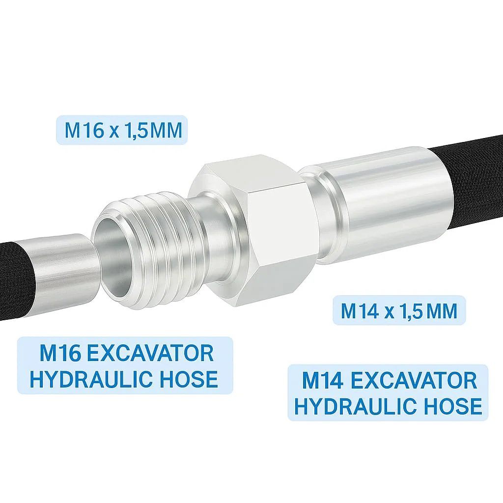 M14 To M14 Hose Fittings Adapters For Mini Excavator Hydraulic Thumb Clip Attachments Durable Carbon Steel Quick Connect Pipe