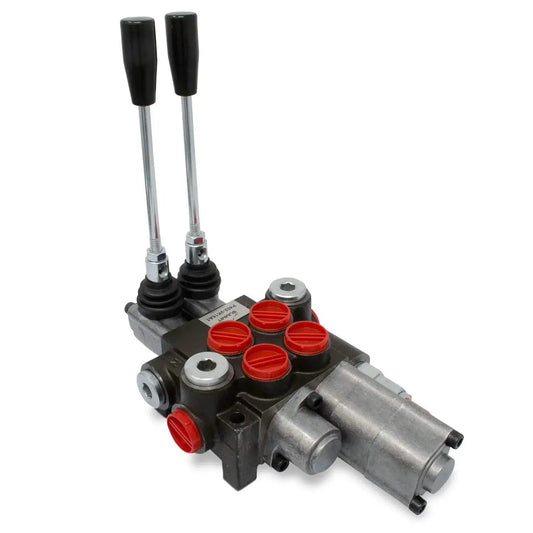 Two Spool Monoblock Hydraulic Directional Control Valve With Single Float Detent For Open Center Systems, 11 GPM Flow