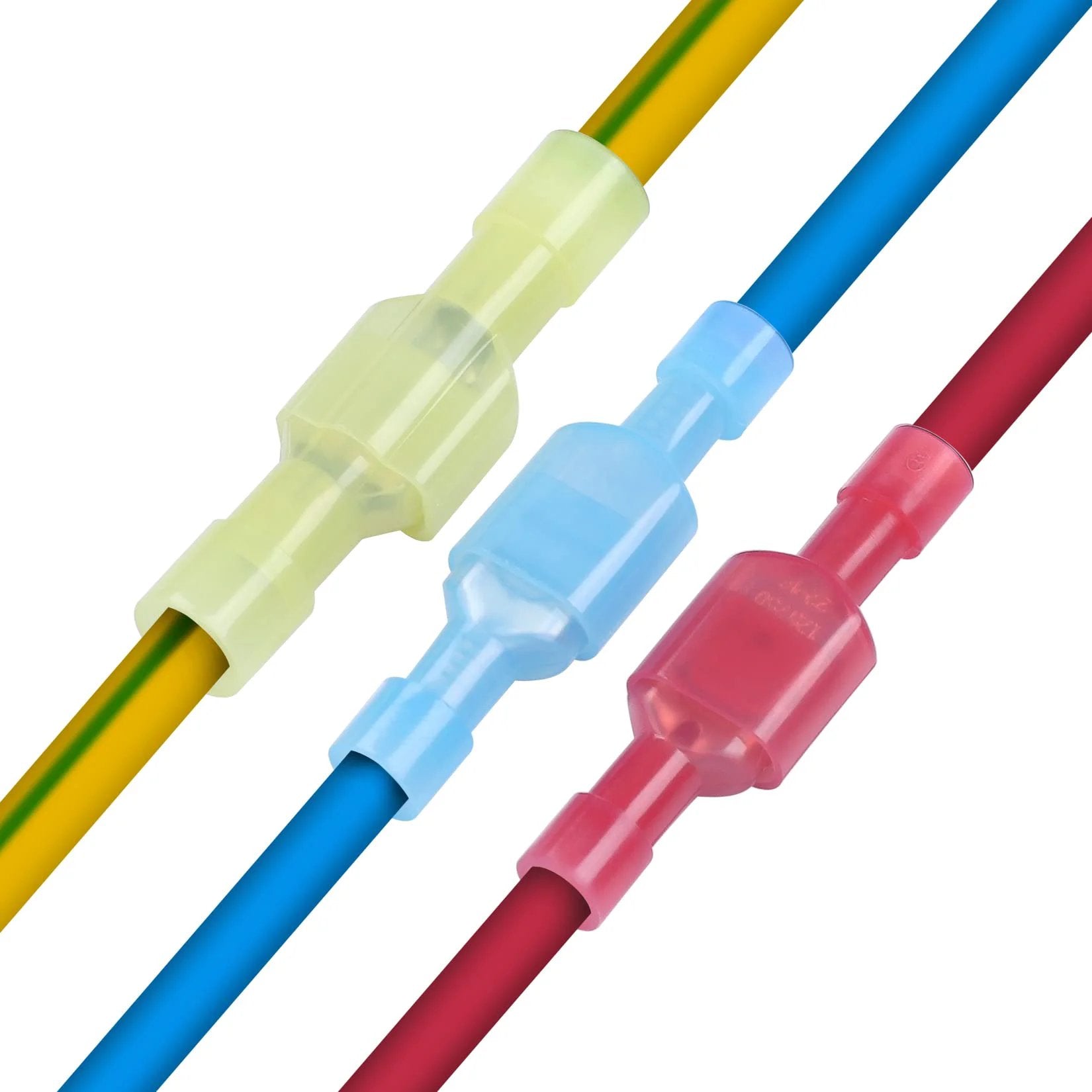 Blue Nylon Insulated Female Spade Connectors 16 To 14 AWG Quick Disconnect Terminal Crimp Connectors 100 Pieces XHF Tin Plated Copper Core