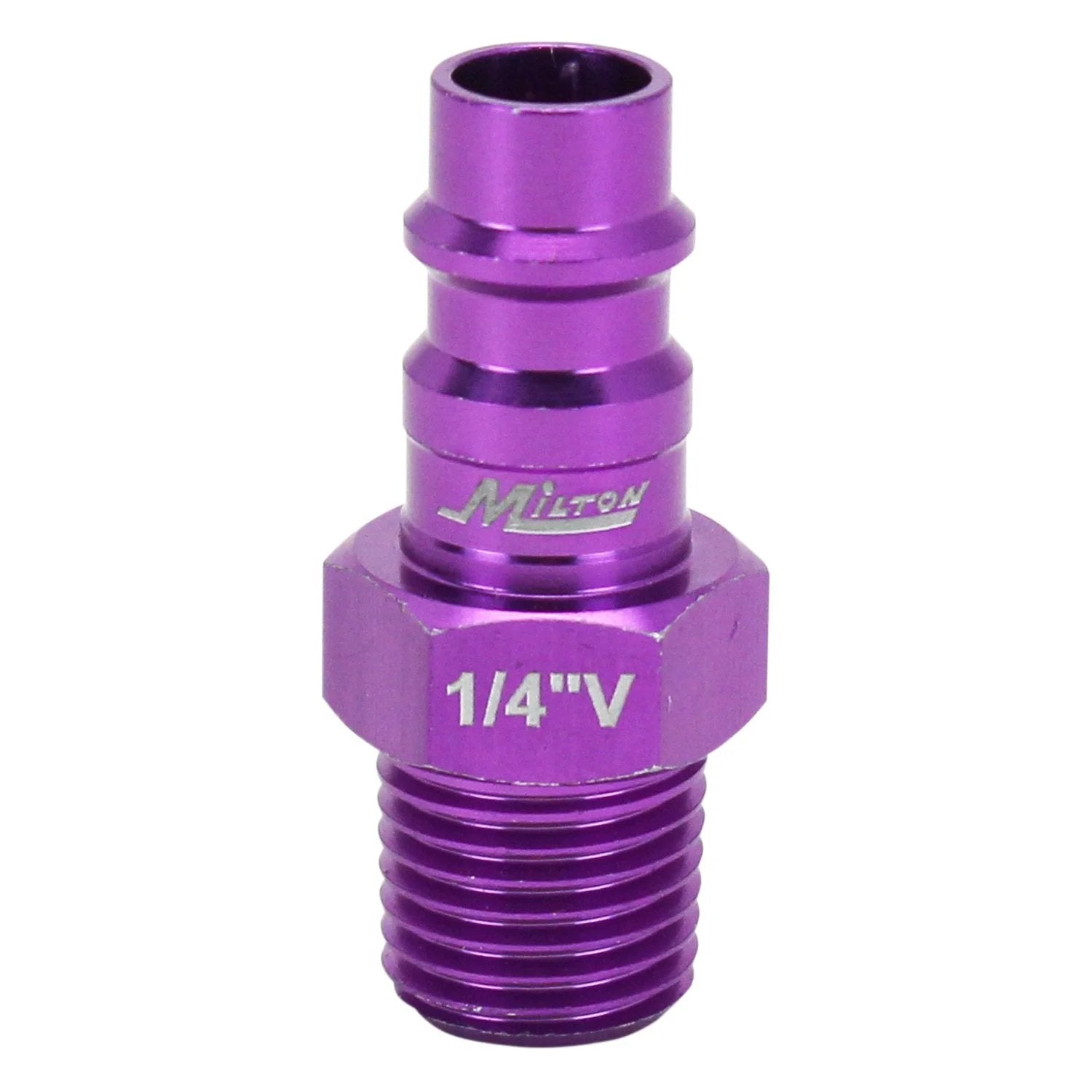ColorFit HighFlowPRO V Style Purple Air Line Plugs Quarter Inch NPT Male Box Of 20 760VC20 Durable Color Coded Pneumatic Fittings For Quick Leak Free Connections Milton