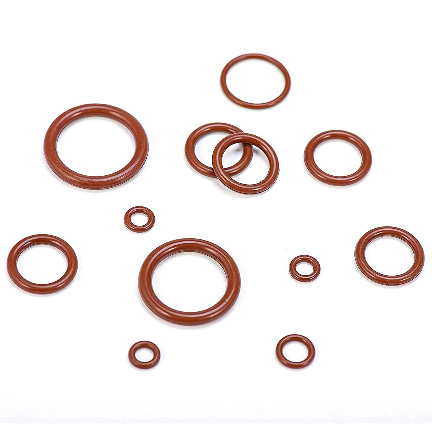 Pro Grade FKM O Ring Kit With 185 Pieces Brown Fluorocarbon 75A Durometer in various sizes for heavy duty sealing.