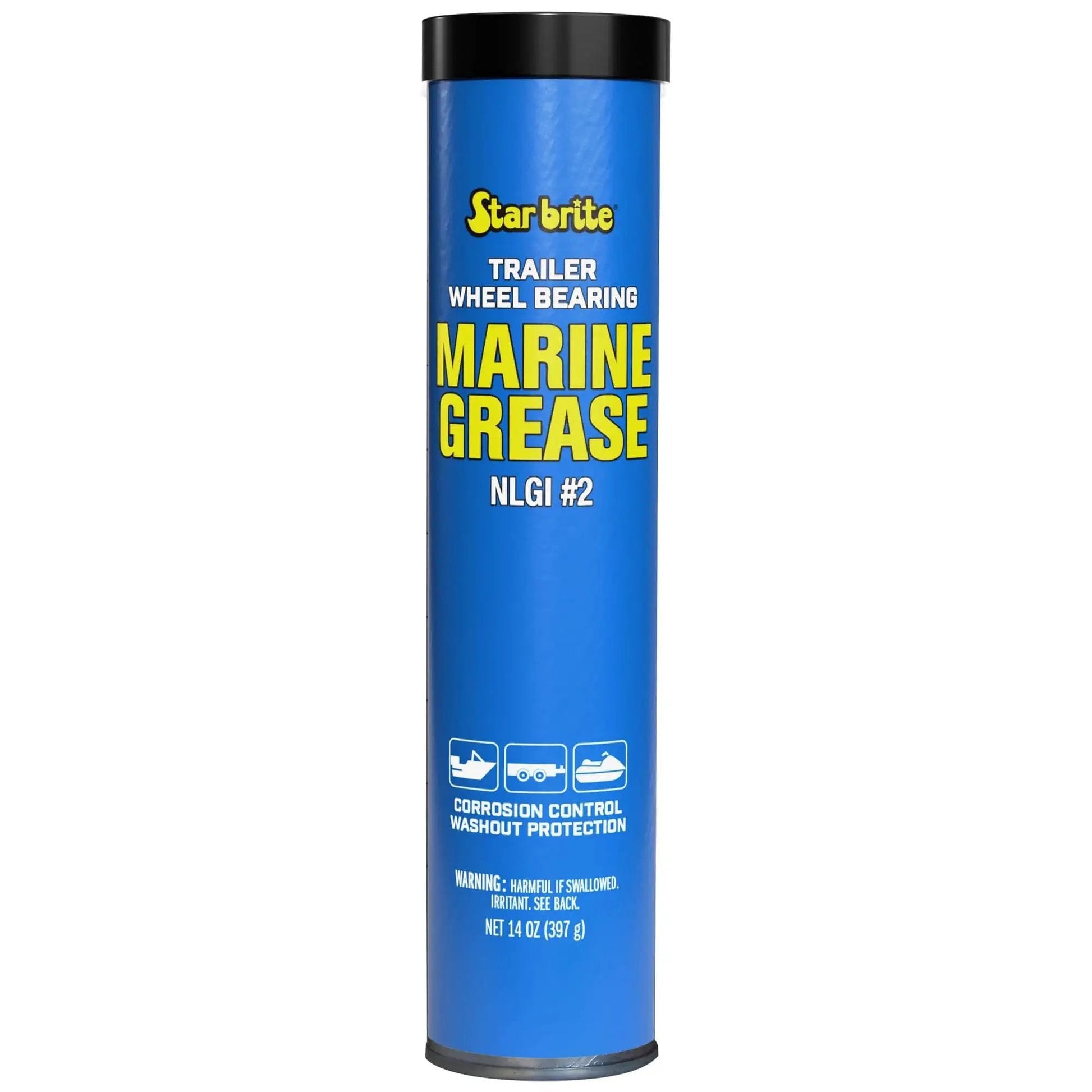 Marine Grade Wheel Bearing Grease For Boat Trailers And Marine Gear, 14 Oz Cartridge, blue container front view