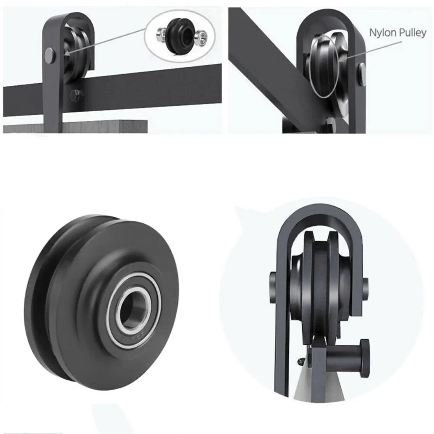 Sliding Barn Door Wheel U Groove Guide Pulley Roller Bearing Hardware For Closet Cabinet Window Pack Of 2 Durable Zinc Alloy And Nylon