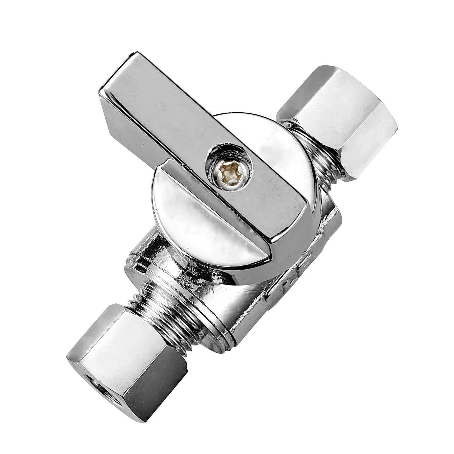 Premium Brass One Quarter Inch Compression Angle Valve Two Pack Chrome Finish Quarter Turn Water Shutoff Lead Free
