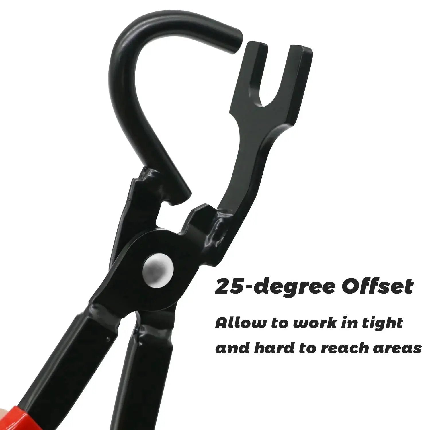 Close-up of Exhaust Hanger Removal Tool Pliers with 25-degree offset hook for tight areas.