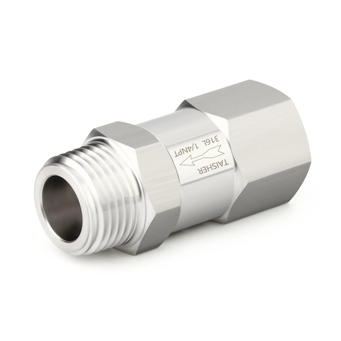 316L Stainless Steel Check Valve One Quarter Inch NPT Male To One Quarter Inch NPT Female Backflow Prevention One Way Non Return Valve