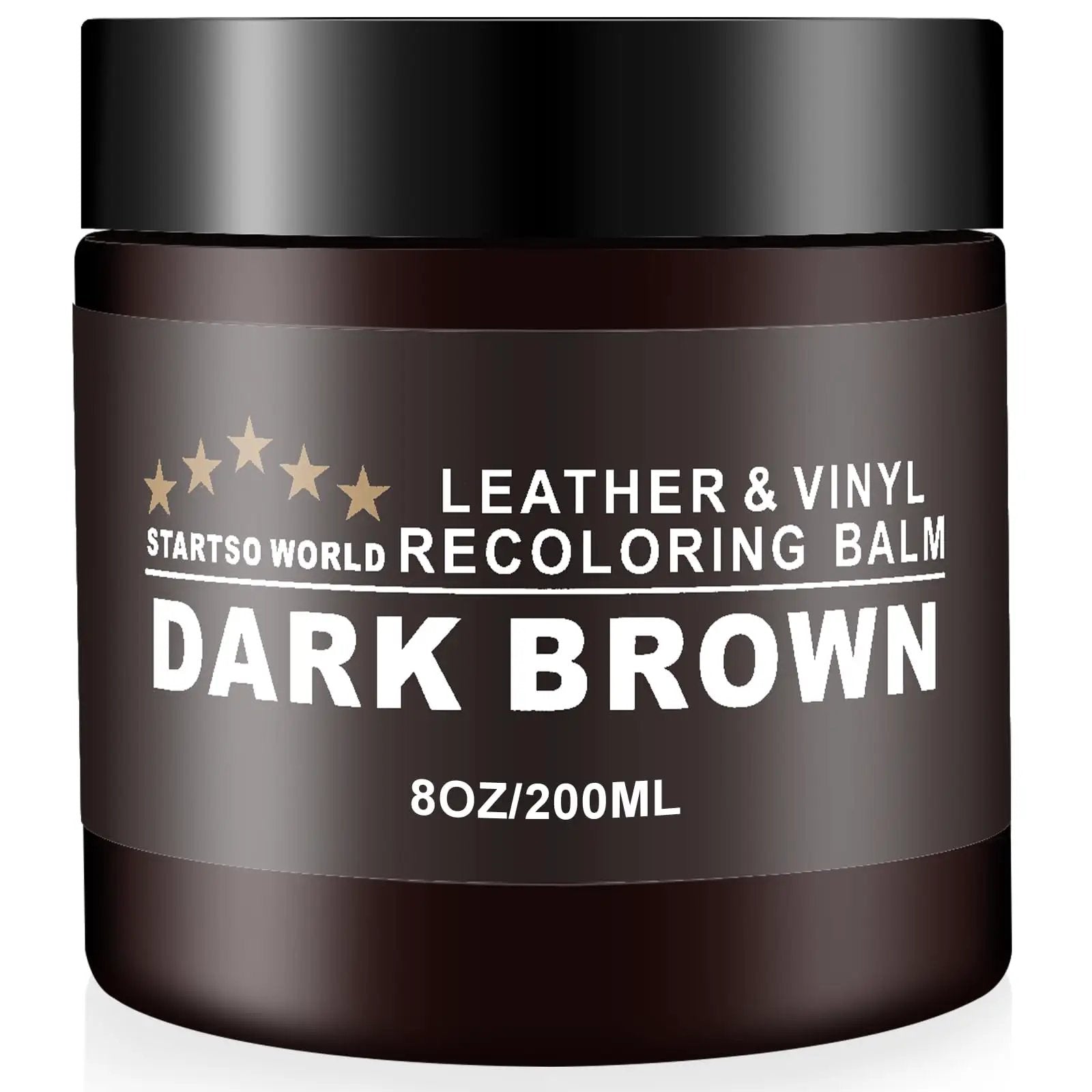 Dark Brown Leather Recoloring Balm For Furniture Repair And Restoration Startso World Leather Dye And Color Restorer For Couches, 8oz jar.