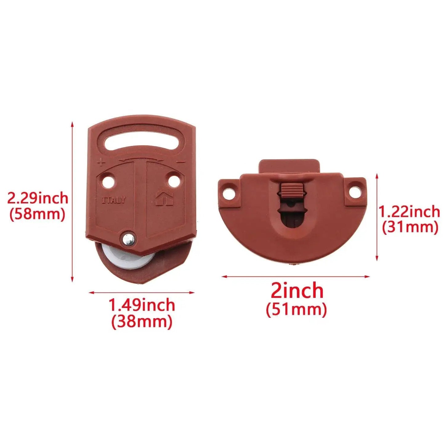 Two Pairs Classic Wardrobe Sliding Door Roller Gear Track Panel Internal Kit With Nylon Silent Pulleys, Durable Brown Plastic