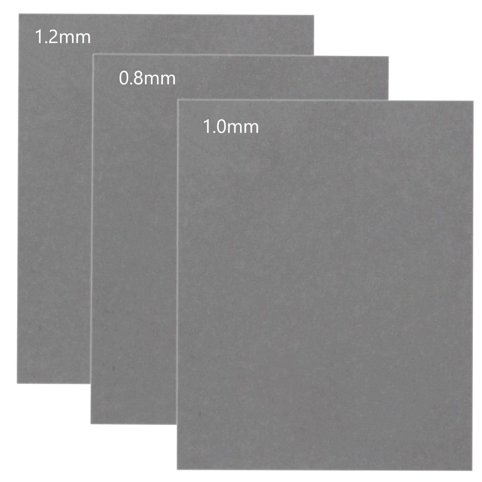 Three non asbestos gasket material sheets in 0.8mm, 1mm, and 1.2mm thickness, each 15x11.8 inches for DIY engine gaskets.