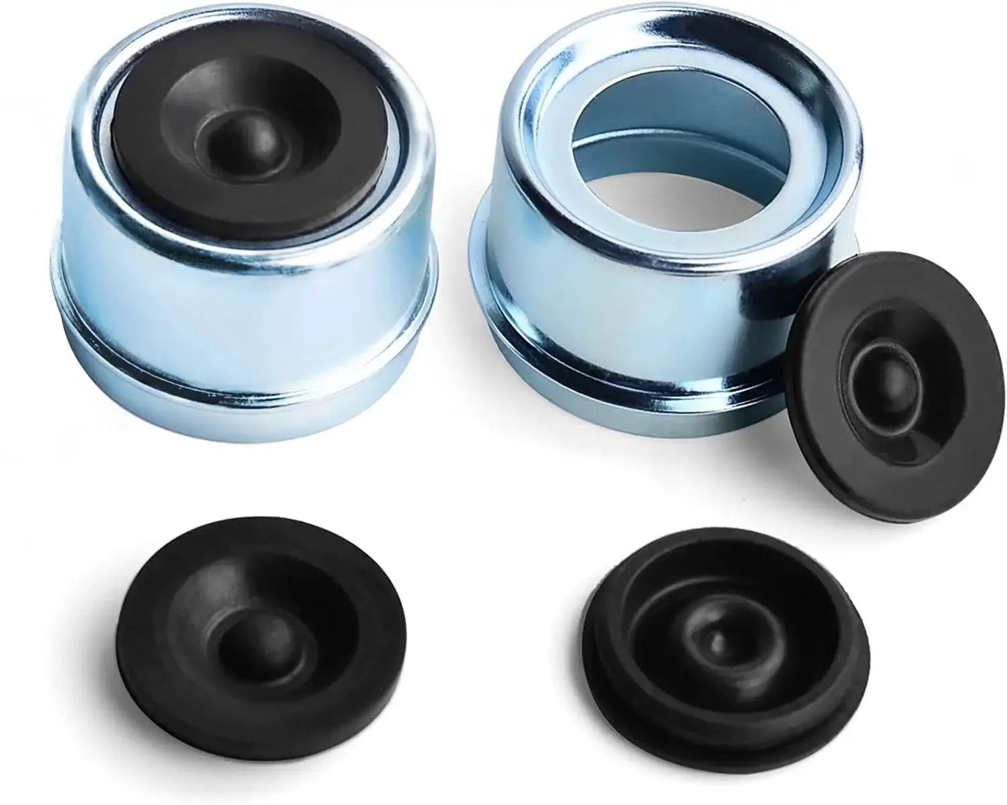 Trailer Bearing Dust Cap 1.98 Inch Grease Cover With Extra 2 Rubber Plugs For 2000 To 3500 Lb Trailer Axles EZ Lube And Standard Hub Compatibility Bearing Center Replacement Cap For 4 Lug And 5 Lug Systems