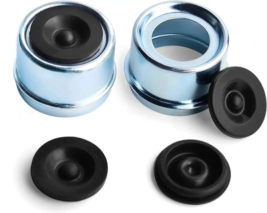 Trailer Bearing Dust Cap 1.98 Inch Grease Cover With Extra 2 Rubber Plugs For 2000 To 3500 Lb Trailer Axles EZ Lube And Standard Hub Compatibility Bearing Center Replacement Cap For 4 Lug And 5 Lug Systems