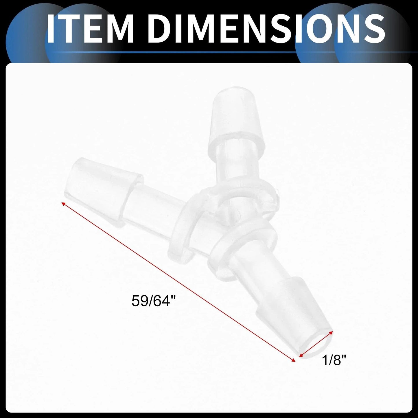 Dimensions of Y Shaped 3 Way Vacuum Tubing Connector For Your Ride One Eighth Inch Vacuum Line Fittings Plastic Translucent 5 Pack