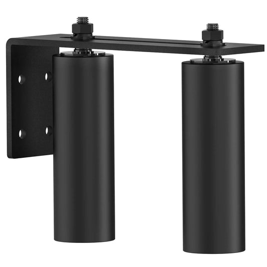 Front view of 6 Inch Adjustable Sliding Gate Rollers With Heavy Duty L Post Welded Bracket And Dual Hard Nylon Guide