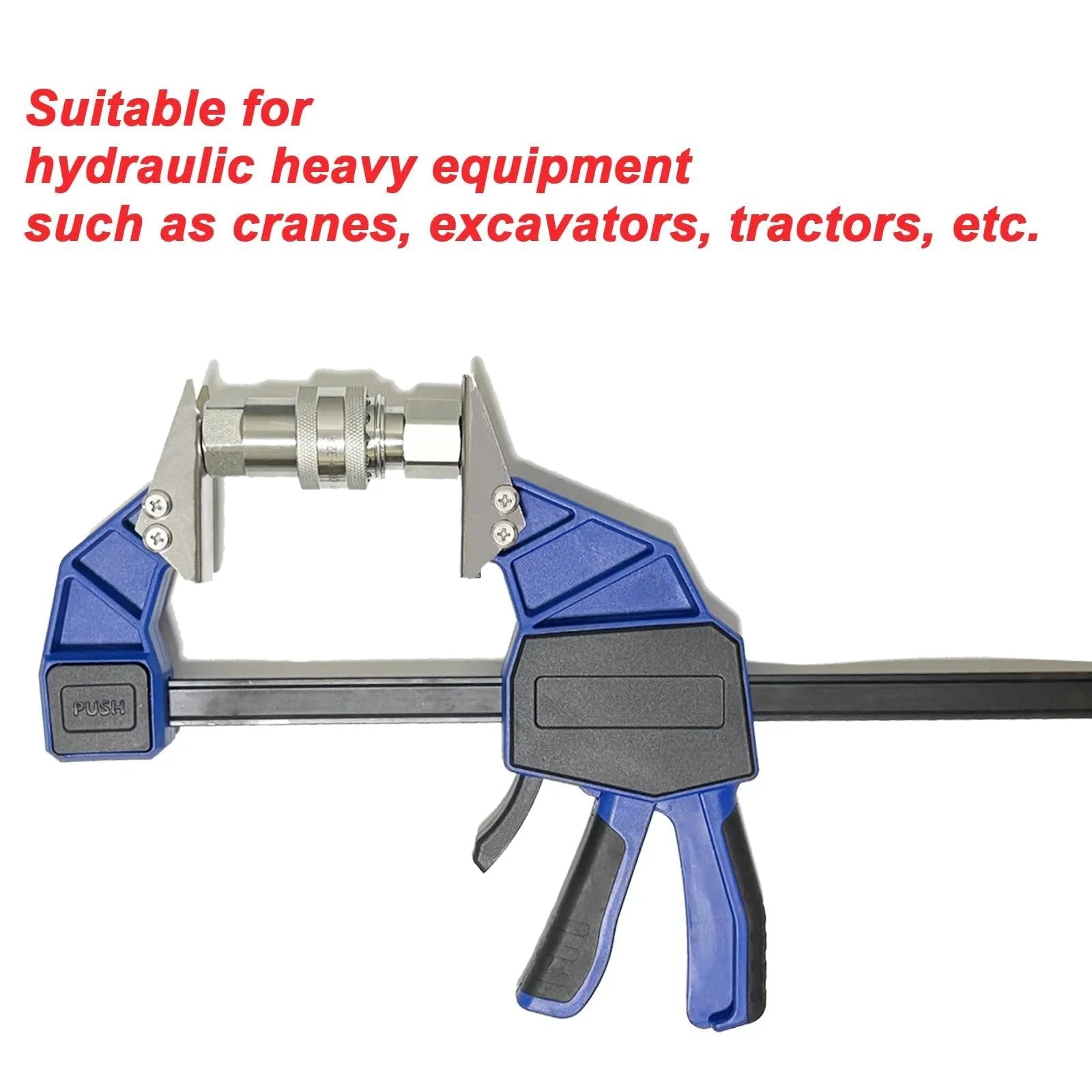 18 Inch Quick Coupler Hand Clamp Kit With Four Duo Jaw Sets Two Pairs 1/2 Inch And 3/4 Inch And Two Pairs 7/8 Inch And 3/8 Inch For Hydraulic Pipe Clamps Compatible With Excavators Tractors And Cranes Made From Durable Carbon Steel With Wear And