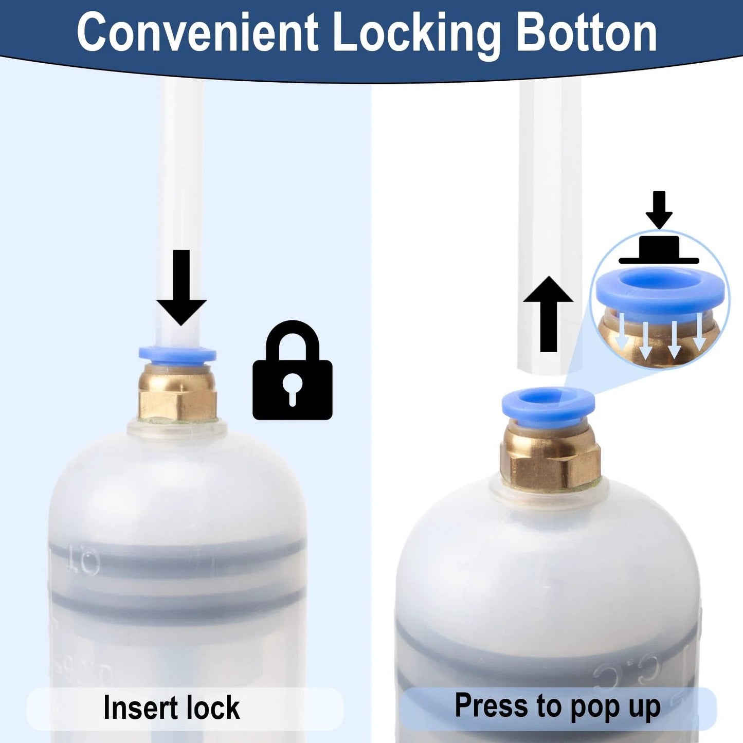 Close-up of insert lock and pop-up mechanism in DIY Ready 200cc Fluid Extractor Kit for Quick Oil Changes, Oil Extractor Pump