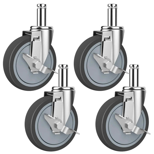 5 Inch Heavy Duty Caster Set With Brake For Wire Shelving Racks Replacement Wheels Four Pack Compatible With Metro Quantum And Uline