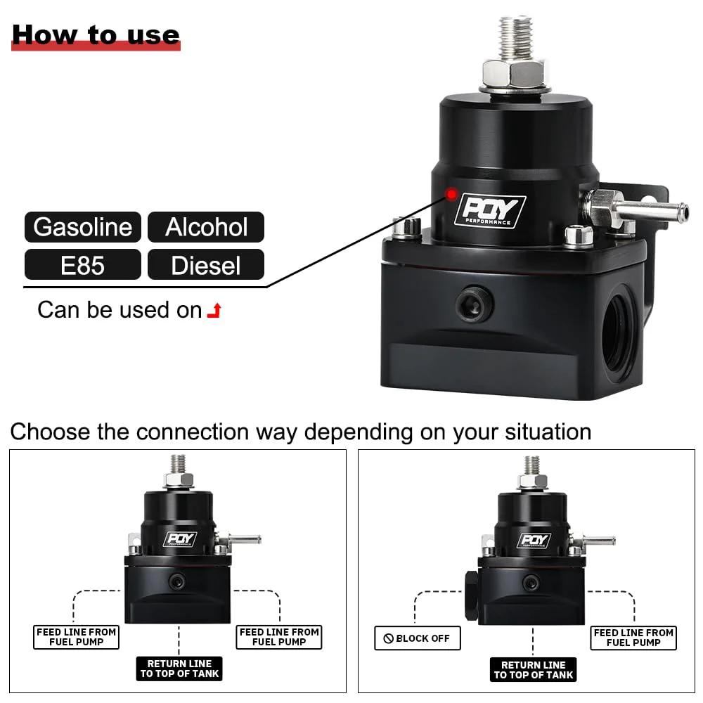 Adjustable EFI Fuel Pressure Regulator Kit Beefed-Up From 3 To 70 PSI With AN8 Feed Port And AN6 Return Port, Billet Aluminum