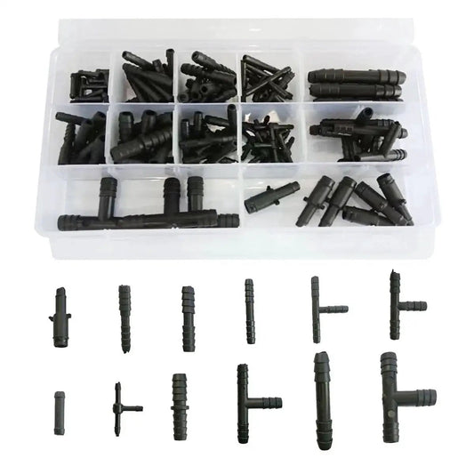 Pro Grade Vacuum Line Connector Kit With 12 Sizes Heat Resistant Nylon Barbed Fittings For Auto Tubing Straight And Tee Reducers 125 Piece