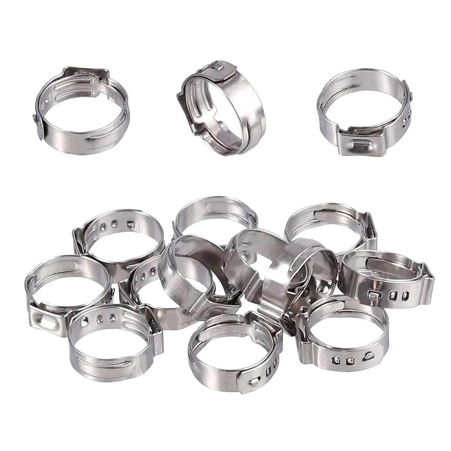 Heavy Duty 10.3-11.8mm Single Ear Crimp Hose Clamps Set, 100-Pack, 304 Stainless Steel, Stepless Hose Clamp for Automotive, Home Appliances, Water Pipes and Fuel Lines by MISPIRE