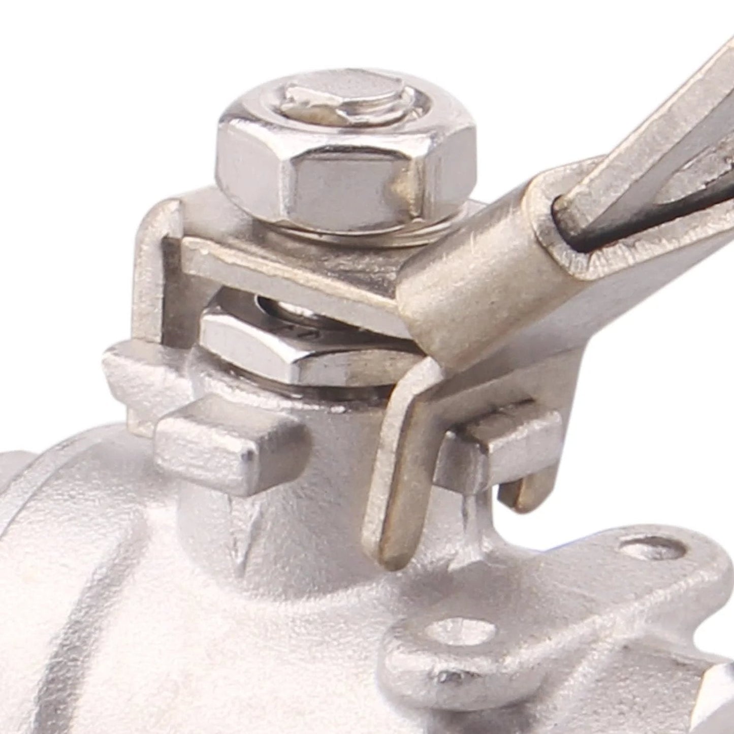 Close-up of 2 Pack Stainless Steel 304 Ball Valves Full Port Heavy Duty With Locking Device Half Inch NPT Serviceable For Water Oil Gas